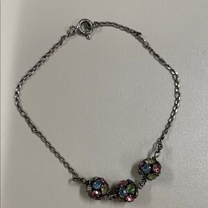 Vintage Sterling Elegant Multicolor Gemstone Bracelet